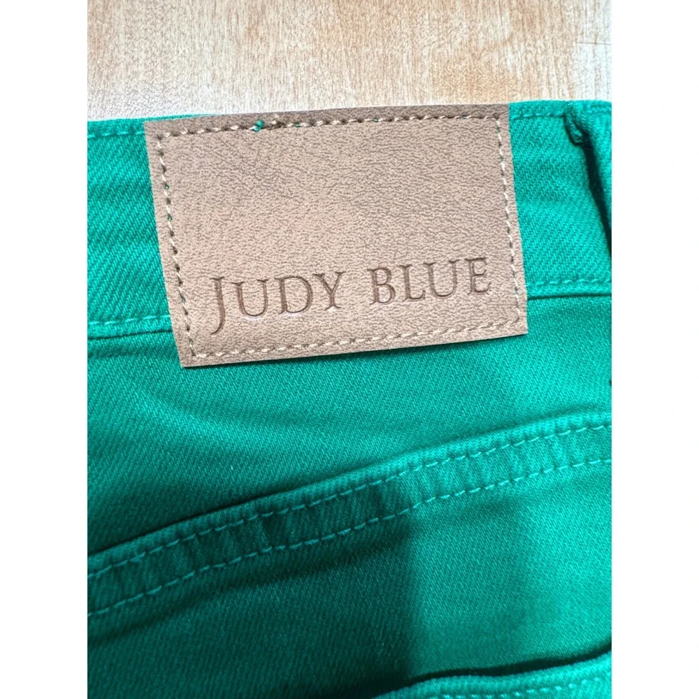 Judy Blue Green High Rise‎ Cuffed Denim Shorts Womens Size Large